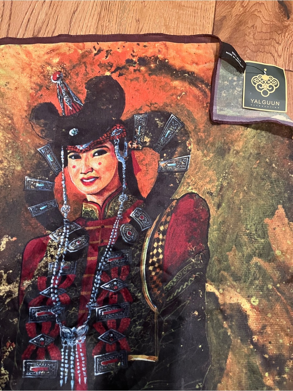 Yalguun Traditional Portrait Silk Scarf
